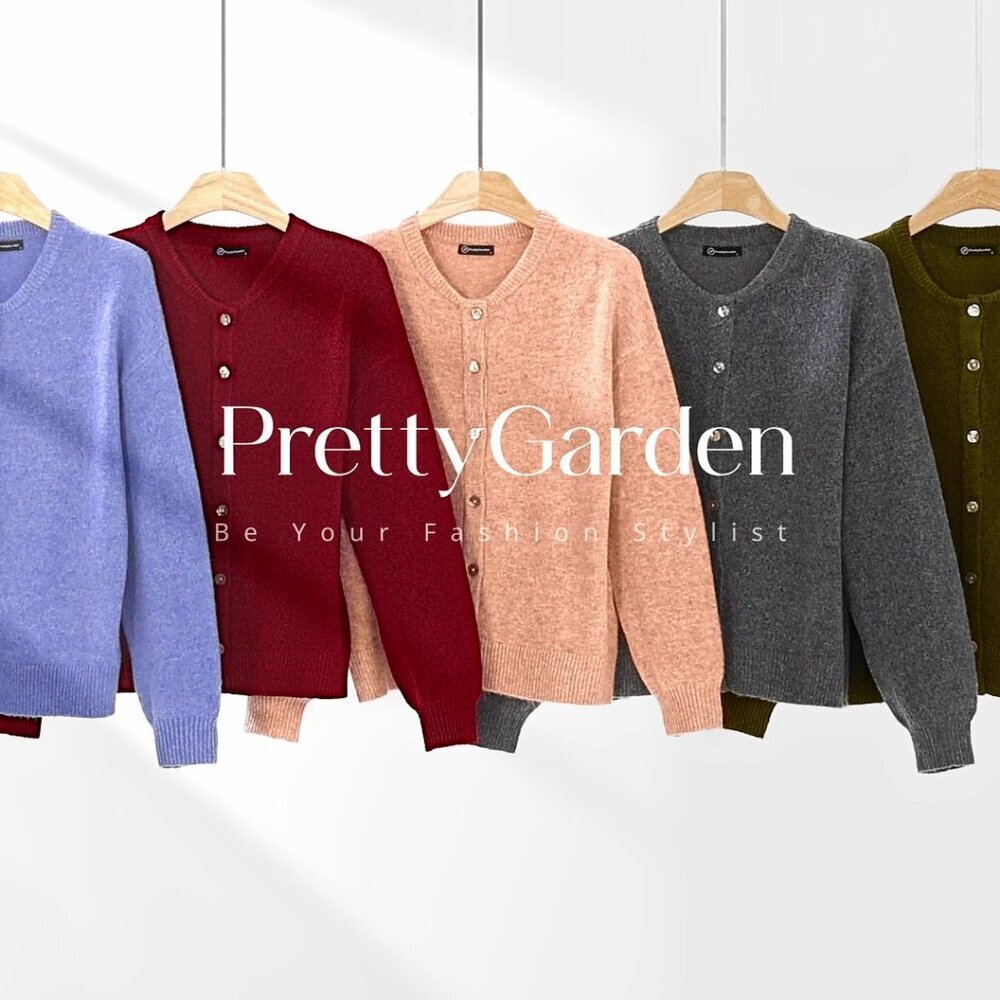 Long Sleeve Cardigan Crewneck Loose Fit Lightweight Knit Sweater Chic Classic - Picture 8 of 8